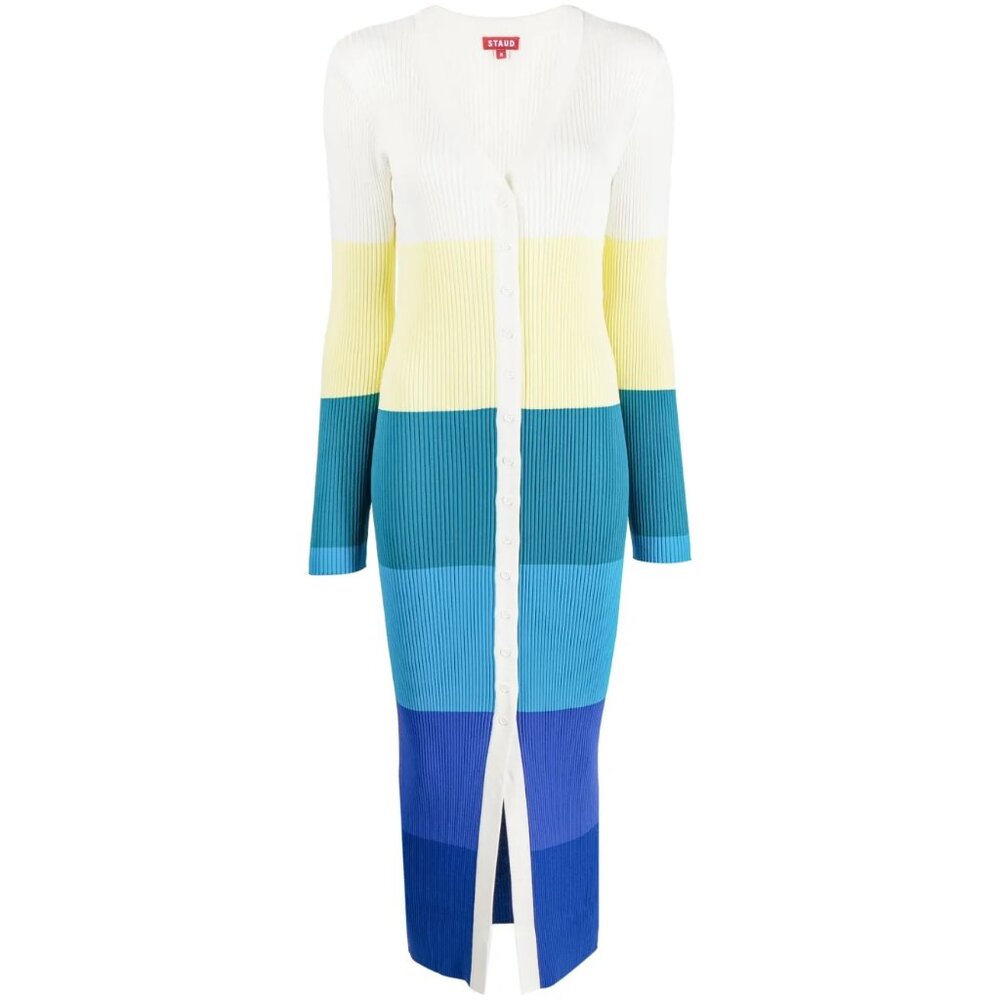 STAUD - Shoko Striped Sweater Dress In Pacific Stripe